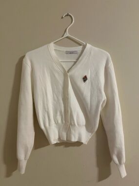 Cropped Cream V-Neck Button-Front Cardigan Sweater